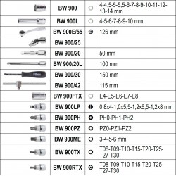 BW 903E/C170 - ​К-т от 170 бр. инструменти на 1/4", 3/8" и 1/2"