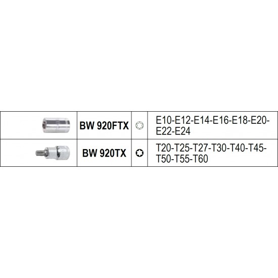 КОД:009236017 / BW 923E-FTX/C17 - Комплект от 17 бр. ръчни вложки Torx® на 1/2", в пластмасова кутия / BW 923E-FTX/C17 от Beta категория Вложки и аксесоари, 1/2" от Beta-Tools.bg