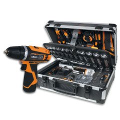 BW 2056E 12V/19P - Куфар със 147 бр. инструменти на 1/4" за обща употреба и винтоверт 12V