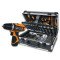 BW 2056E 12V/19P - Куфар със 147 бр. инструменти на 1/4" за обща употреба и винтоверт 12V