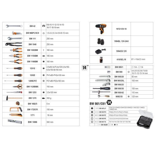 КОД:020566032 / BW 2056E 12V/19P - Куфар със 147 бр. инструменти на 1/4" за обща употреба и винтоверт 12V / BW 2056E 12V/19P от Beta категория Куфари, чанти и кутии за инструменти Beta от Beta-Tools.bg