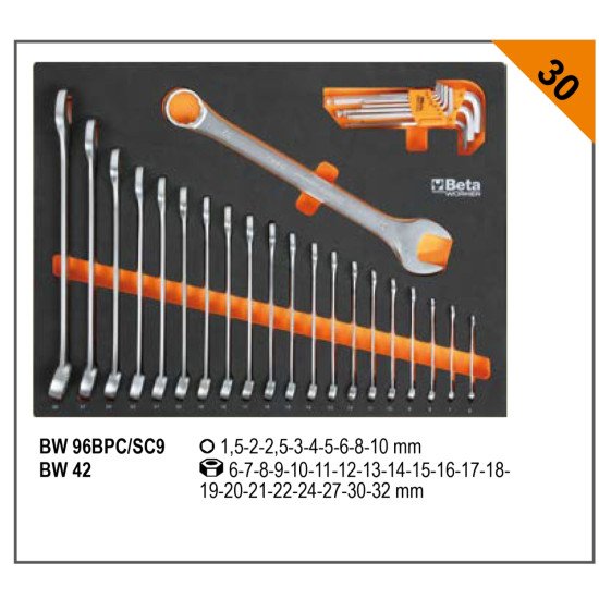 КОД:059456302 / BW 5945/2024 - Комплект от 268 бр. инструменти в тави за вграждане в C45PRO 2.0 / BW 5945/2024 от Beta категория Тави с инструменти от Beta-Tools.bg