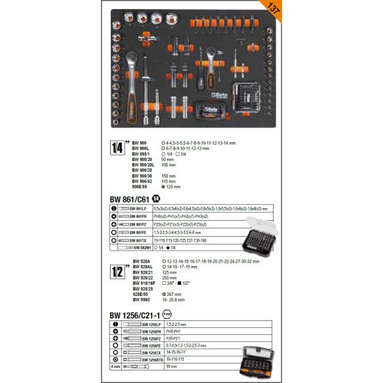 КОД:024006301 / BW C04BOX-A VU - Количка с 6 чекмеджета с комплект от 196 бр. инструменти за обща употреба / BW C04BOX-A VU от Beta категория Колички и шкафове за инструменти от Beta-Tools.bg