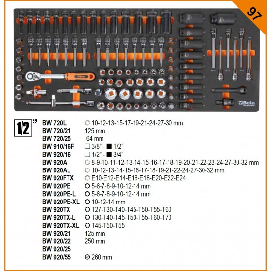КОД:024006254 / BW 2400S XLO9/E-XXL - Количка за инструменти с 9 чекмеджета + ATS, с комплект от 716 бр. инструменти, оранжева / BW 2400S XLO9/E-XXL от Beta категория Колички и шкафове за инструменти от Beta-Tools.bg