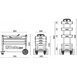 C27S-G - Сгъваема количка за инструменти за работа на открито, индустриално приложение, сива