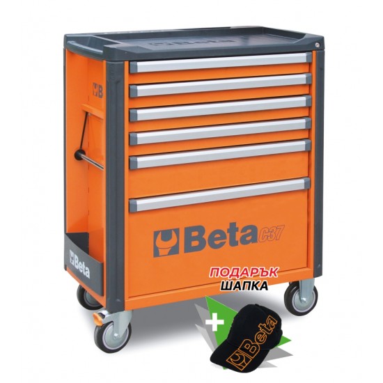 КОД:037000061 / C37/6-O - Количка за инструменти с 6 чекмеджета, оранжева / C37/6-O от Beta категория Колички за инструменти, шкафове, бюра и комплекти инструменти за тях от Beta-Tools.bg