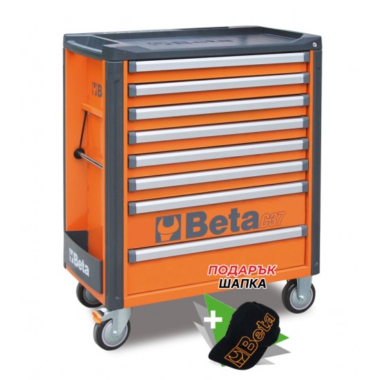 КОД:037000081 / C37/8-O - Количка за инструменти с 8 чекмеджета, оранжева / C37/8-O от Beta категория Колички за инструменти, шкафове, бюра и комплекти инструменти за тях от Beta-Tools.bg