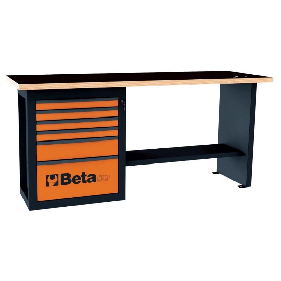 КОД:059000011 / C59A-O - Работна маса Endurance с 1 шкаф с 6 чекмеджета, оранжева / C59A-O от Beta категория Работни маси и бюра от Beta-Tools.bg
