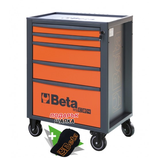 КОД:024004051 / RSC24/5-O - Количка за инструменти с 5 чекмеджета, оранжева-антрацит / RSC24/5-O от Beta категория Колички и шкафове за инструменти от Beta-Tools.bg