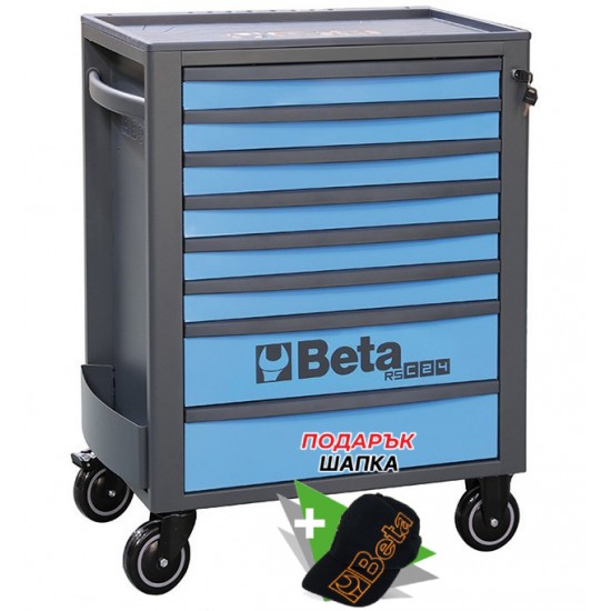 КОД:024004086 / RSC24/8-B - Количка за инструменти с 8 чекмеджета, синя-антрацит / RSC24/8-B от Beta категория Колички и шкафове за инструменти от Beta-Tools.bg