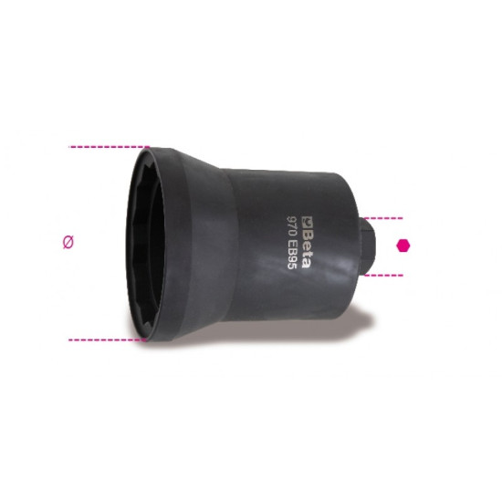 КОД:009700595 / 970 EB95 - Вложка ударна дванадесетостен 95 мм за осови гайки (СПРЯНА ОТ ПРОИЗВОДСТВО) / 970EB 95 от Beta категория Инструменти за ремонт на автомобилни колела от Beta-Tools.bg