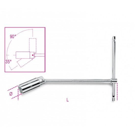 957 20,8 - Ключ Т-образен с вложка шестостен на шарнир за запалителни свещи 13/16 L=275мм