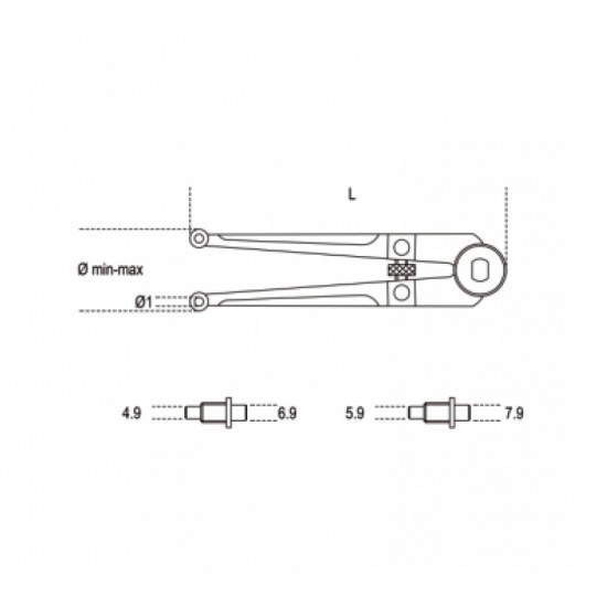 100 - Ключ секторен за гайки с челни отвори в к-т с пинове (4 бр)