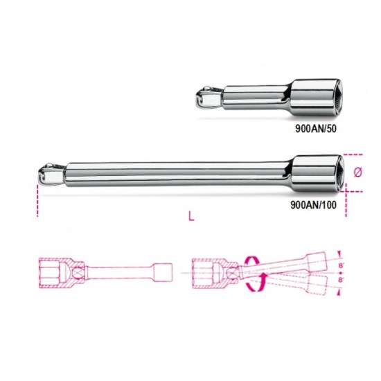 900 AN/50 - Удължение на 1/4" L=50мм с обла глава