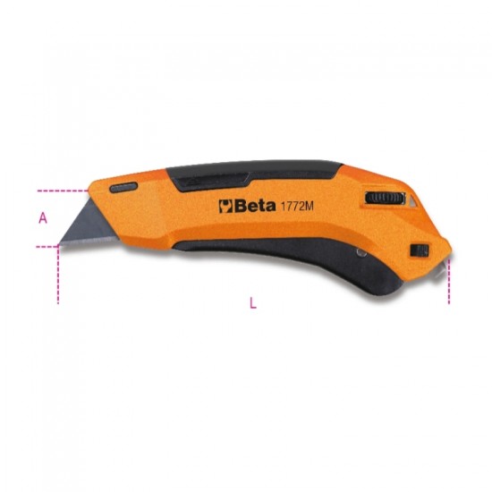 КОД:017720040 / 1772M - Макетен нож с прибиращо се острие с широчина 18 мм / 1772M от  категория Beta-Tools.com от Beta-Tools.bg