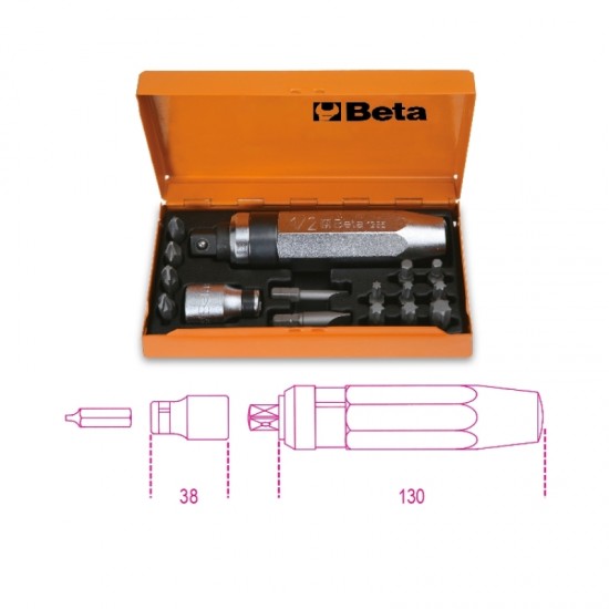 КОД:012950108 / 1295/C14 - Комплект отвертка ударна с 14 броя битове и държач в кутия / 1295/C14 от Beta категория Отвертки от Beta-Tools.bg
