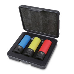 720LC/C3 - К-т вложки ударни шестостен на 1/2" с цветно тефлоново покритие (3 бр) в пластмасова кутия