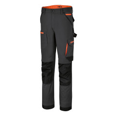 7650 - Работен панталон Top Line от стреч материя със Slim Fit кройка и много джобове, сив