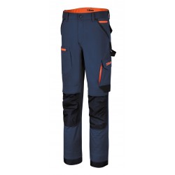 7650B - Работен панталон Top Line от стреч материя със Slim Fit кройка и много джобове, син