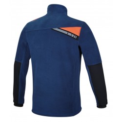 7657B - Еластичен пуловер от полар, с високо закопчаване, син