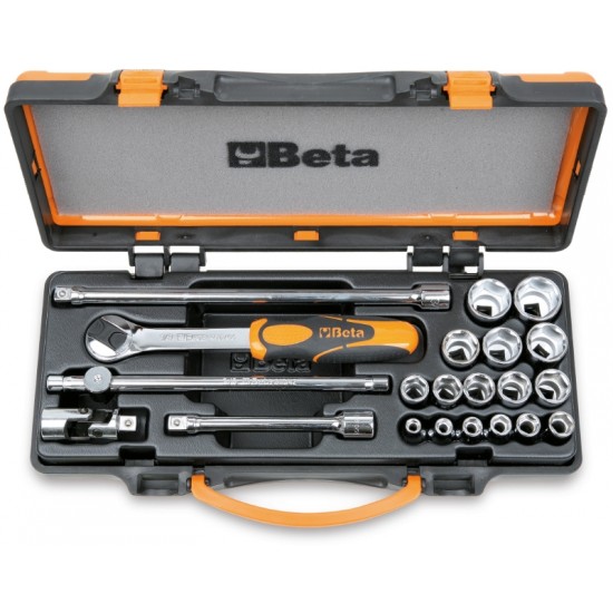 КОД:009100936 / 910A/C16 - Комплект от 16 броя шестостенни вложки и 5 броя аксесоари на 3/8" в кутия / 910A/C16 от Beta категория Вложки и аксесоари, 3/8" от Beta-Tools.bg