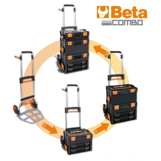 КОД:099000010 / C99 - Модулна система BETA COMBO с количка и 3 броя куфари за инструменти / C99 от Beta категория Модулна система COMBO от Beta-Tools.bg